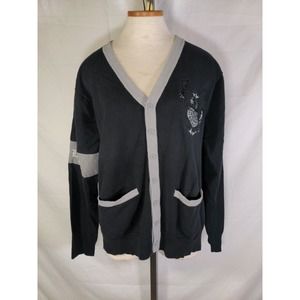 Blac Label Button Up Sweater Cardigan Black/Grey Sz XL